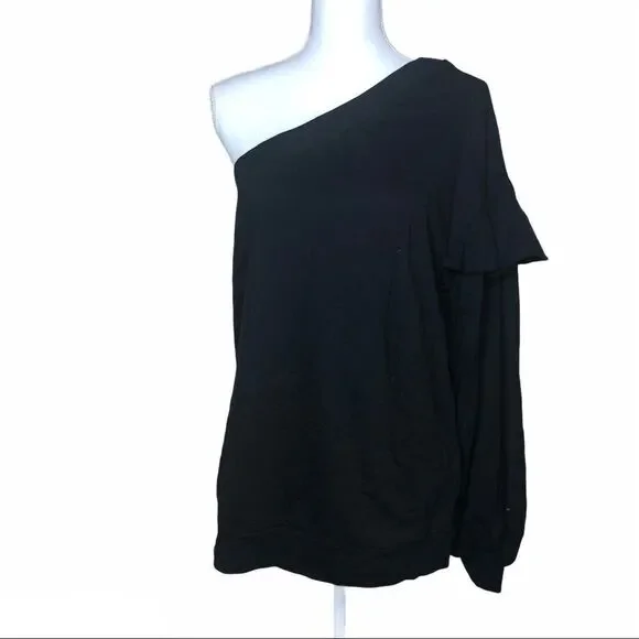 Zara One Shoulder Ruffle Sweater Top Medium - Picture 4 of 8